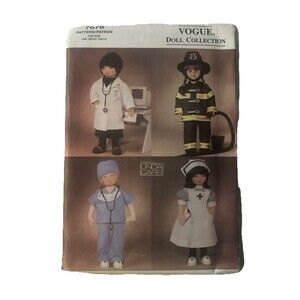 Vogue 7678 18" Doll clothes pattern Dr. Lab Coat, Firefighter, Scrubs, Nurse NEW